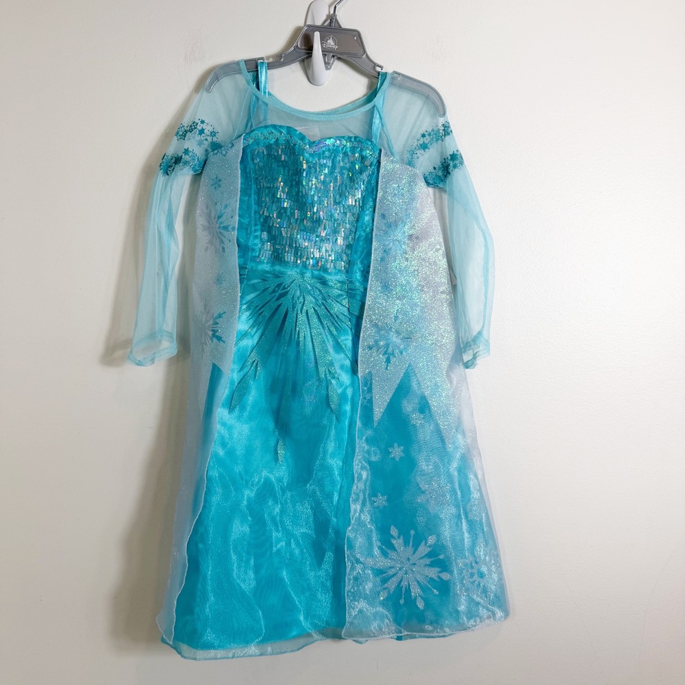 Disney Elsa Costume Dress Girls Size 4 Blue Frozen Sequin Sparkle NWT